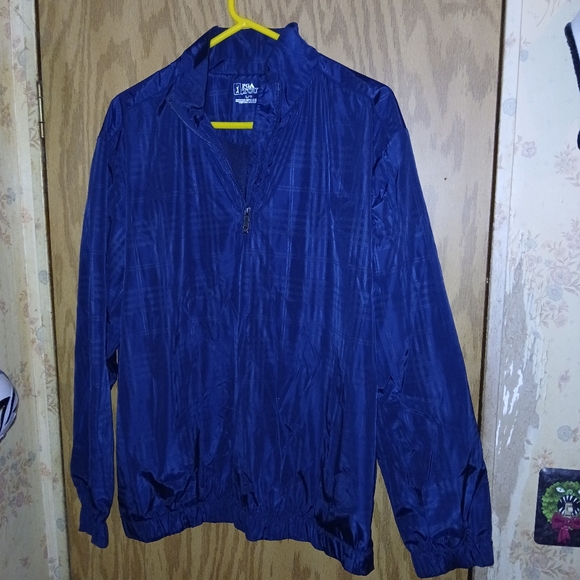 PGA Tour Windbreaker 1/4 Zip Mens Size Large Blue Checkered Mesh Lined Golf - Picture 1 of 15